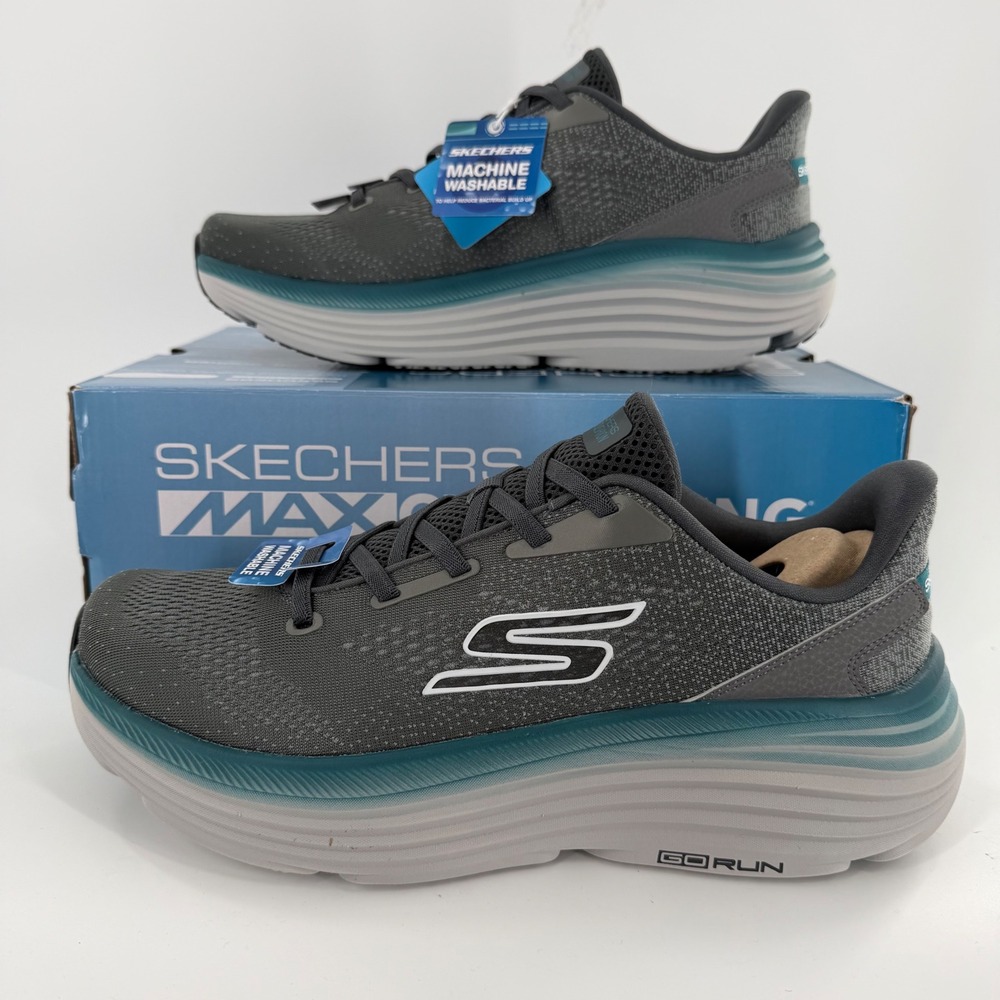 Skechers GoRun Max Cushioning Premier Mens Grey Teal Running Shoes 220061-CCAQ